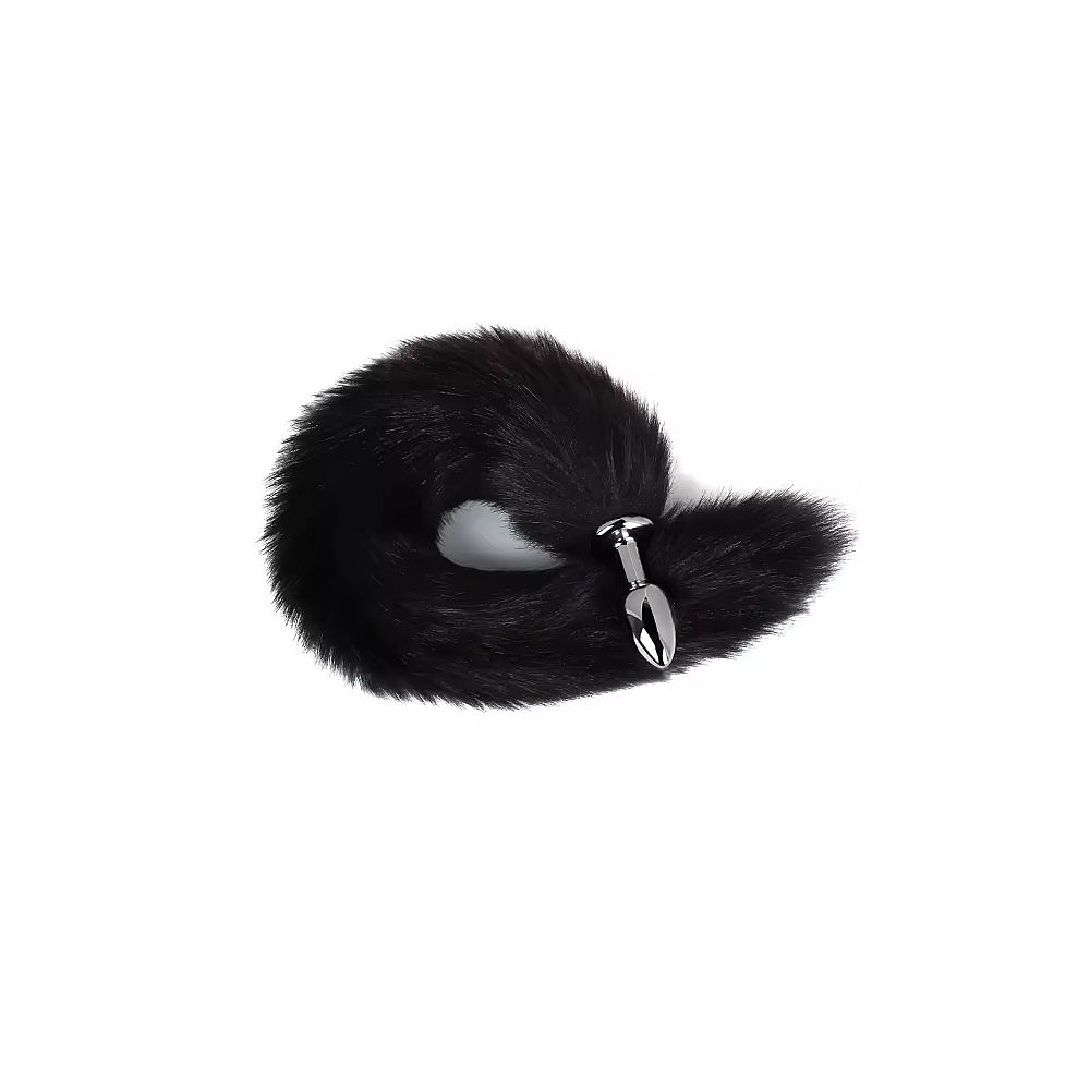 Metall Analplug mit schwarzem Fuchs-Schwanz