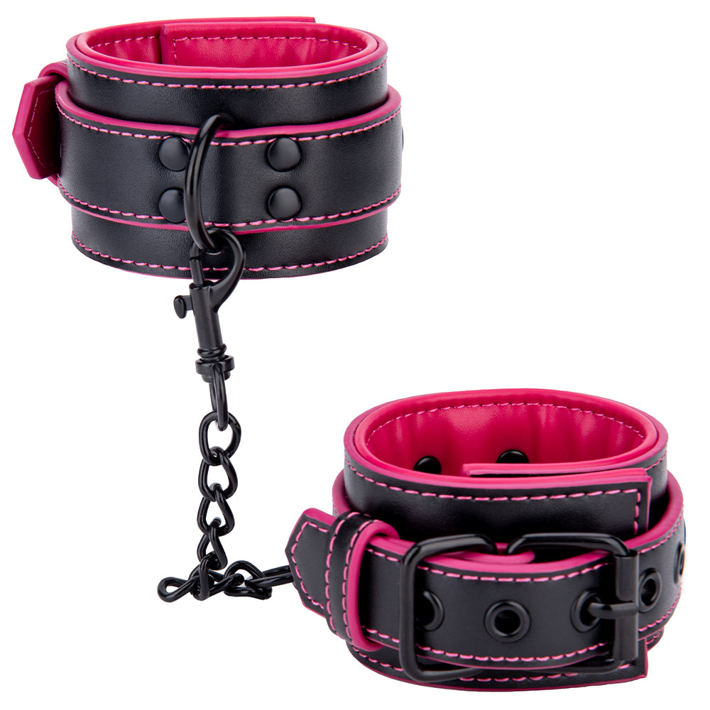 Handfesseln Schwarz & Pink mit Kette