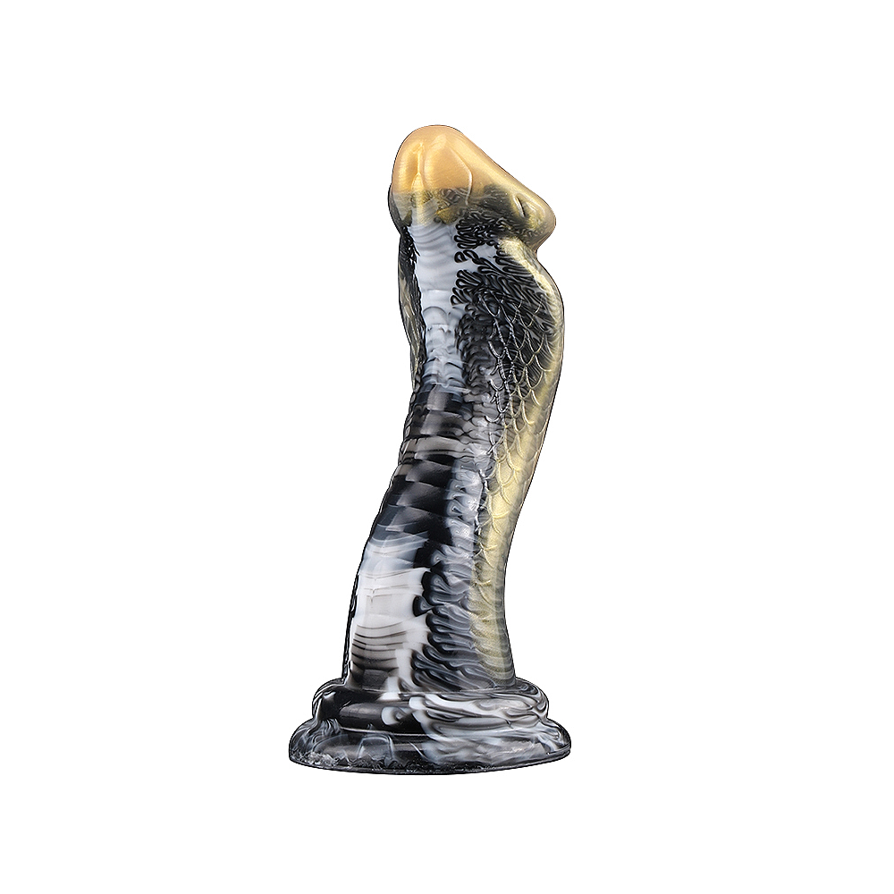 Snake Dildo aus Silikon Schwarz-Gold