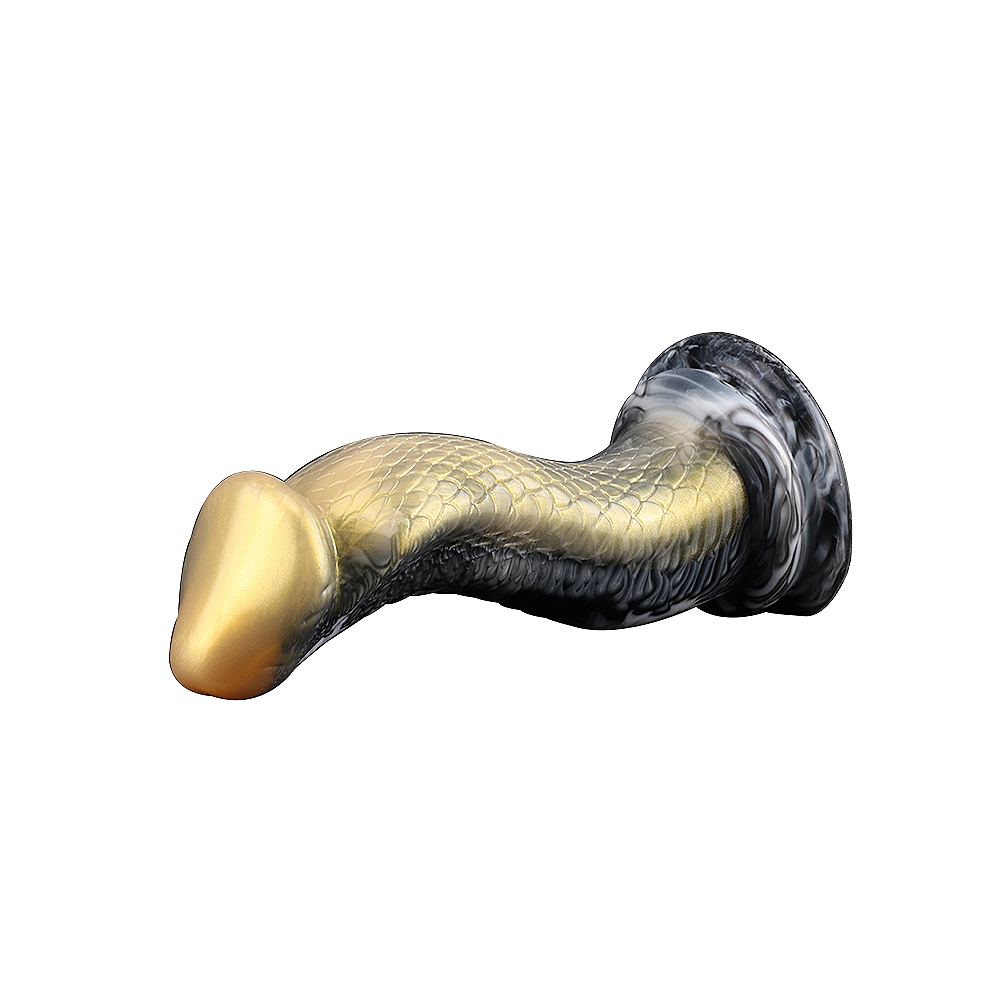 Snake Dildo aus Silikon Schwarz-Gold
