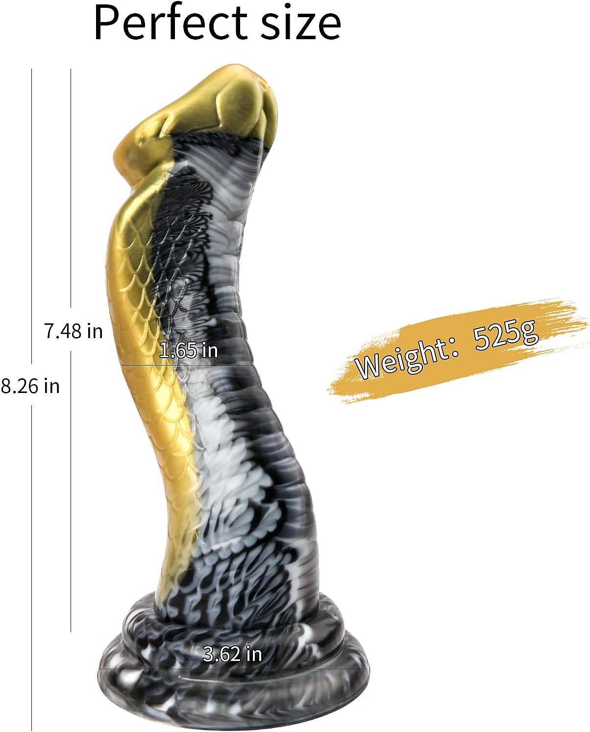 Snake Dildo aus Silikon Schwarz-Gold