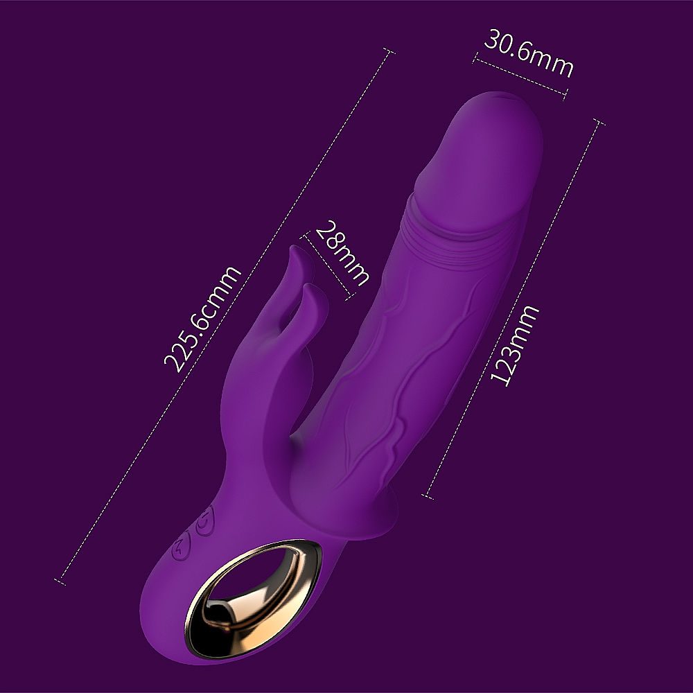 Schwarzer Doppelvibrator mit Klitorisstimulator