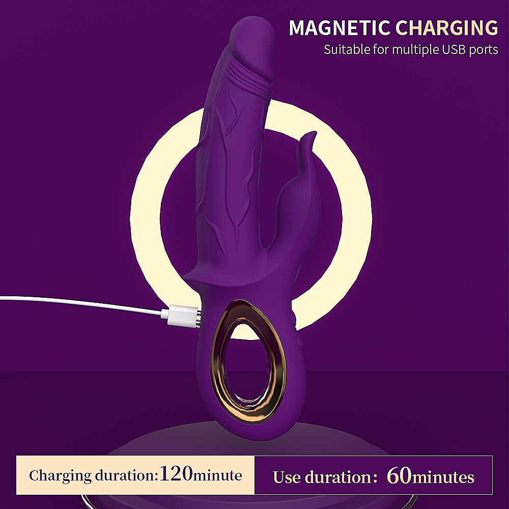 Schwarzer Doppelvibrator mit Klitorisstimulator